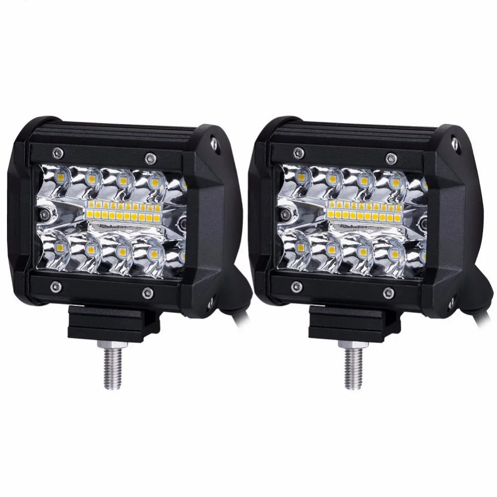 4 Inch 60W LED Work Light Bar with Universal Tow Hitch Mount – Spot Flood Offroad Lighting for Pickup Truck, Van & Trailer Accessories