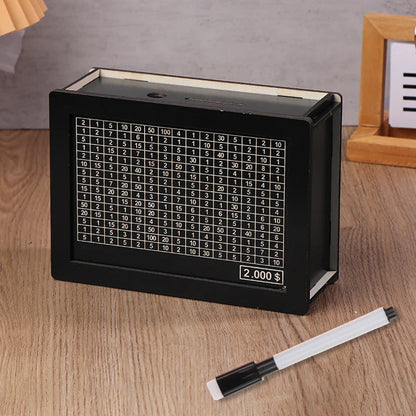 USD Black Reusable Piggy Bank with Money Goal Counter - DIY Savings Box to Build Good Habits