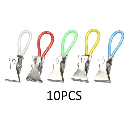 10pcs Metal Towel Clips - Hanging Loop Clip Hangers for Kitchen & Bathroom Organization