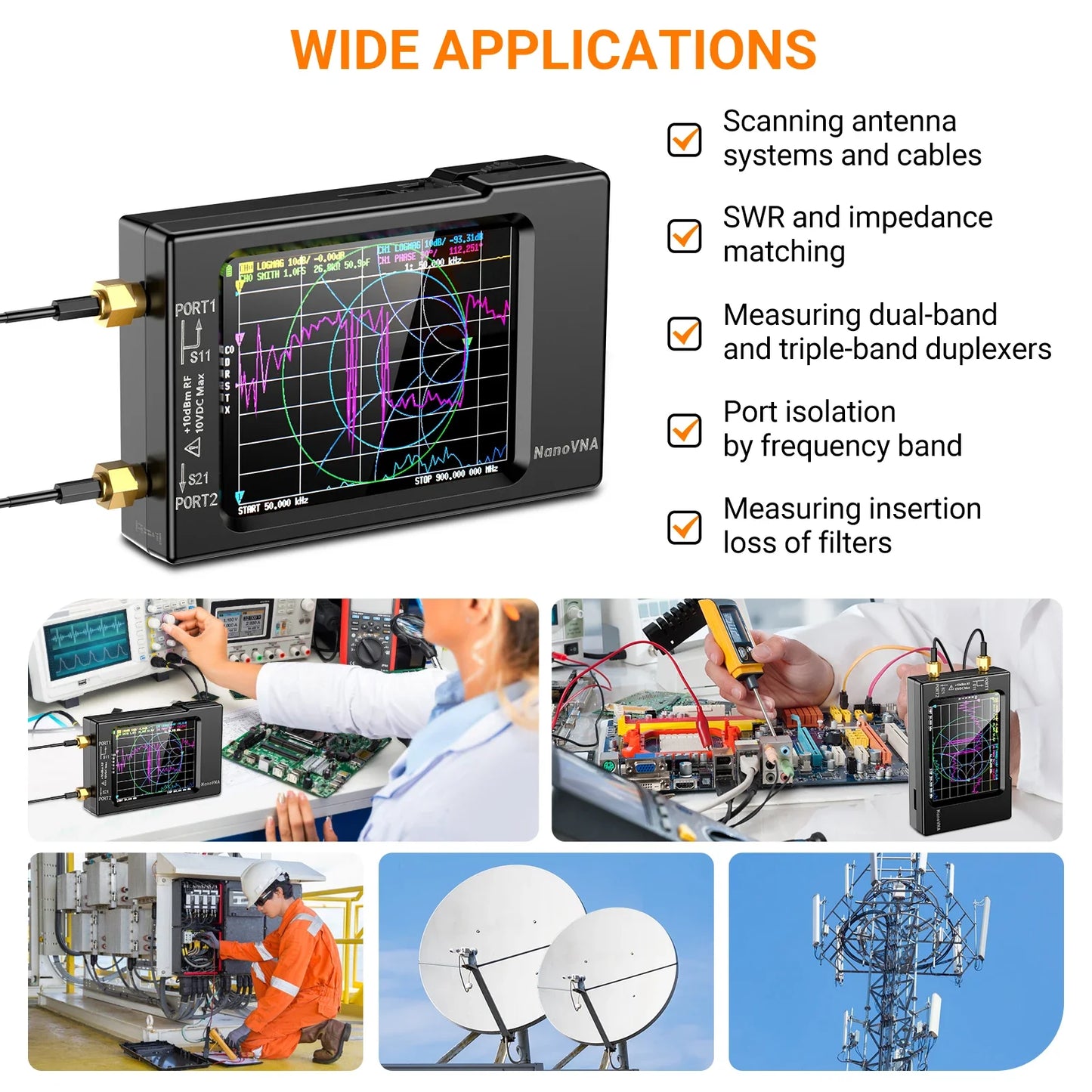 NanoVNA-H4 Spectrum Analyzer – 2.8/4" Vector Network Antenna Analyzer, 10KHz-1.5GHz, MF, HF, VHF, UHF Tuner