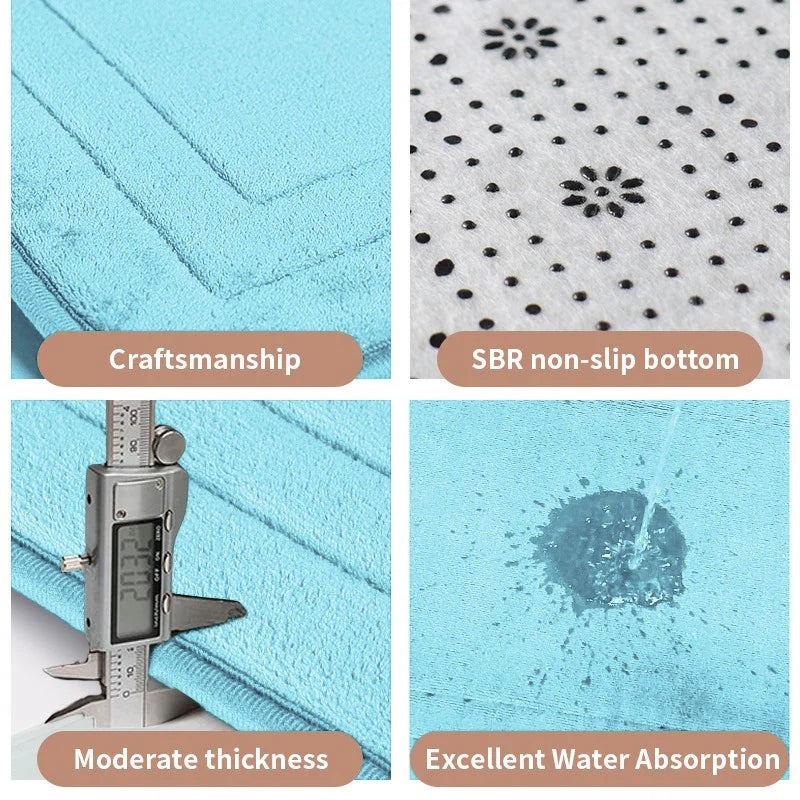 Non-Slip Bathroom Mat - Soft, Comfortable Absorbent Floor Carpet, Machine Washable & Quick-Dry Shower Room Doormat