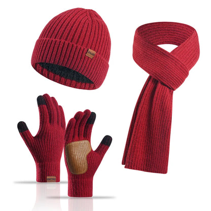 3-Piece Women’s Winter Set – Warm Knitted Beanie, Long Scarf & Gloves for Outdoor Sports, Skiing & Running