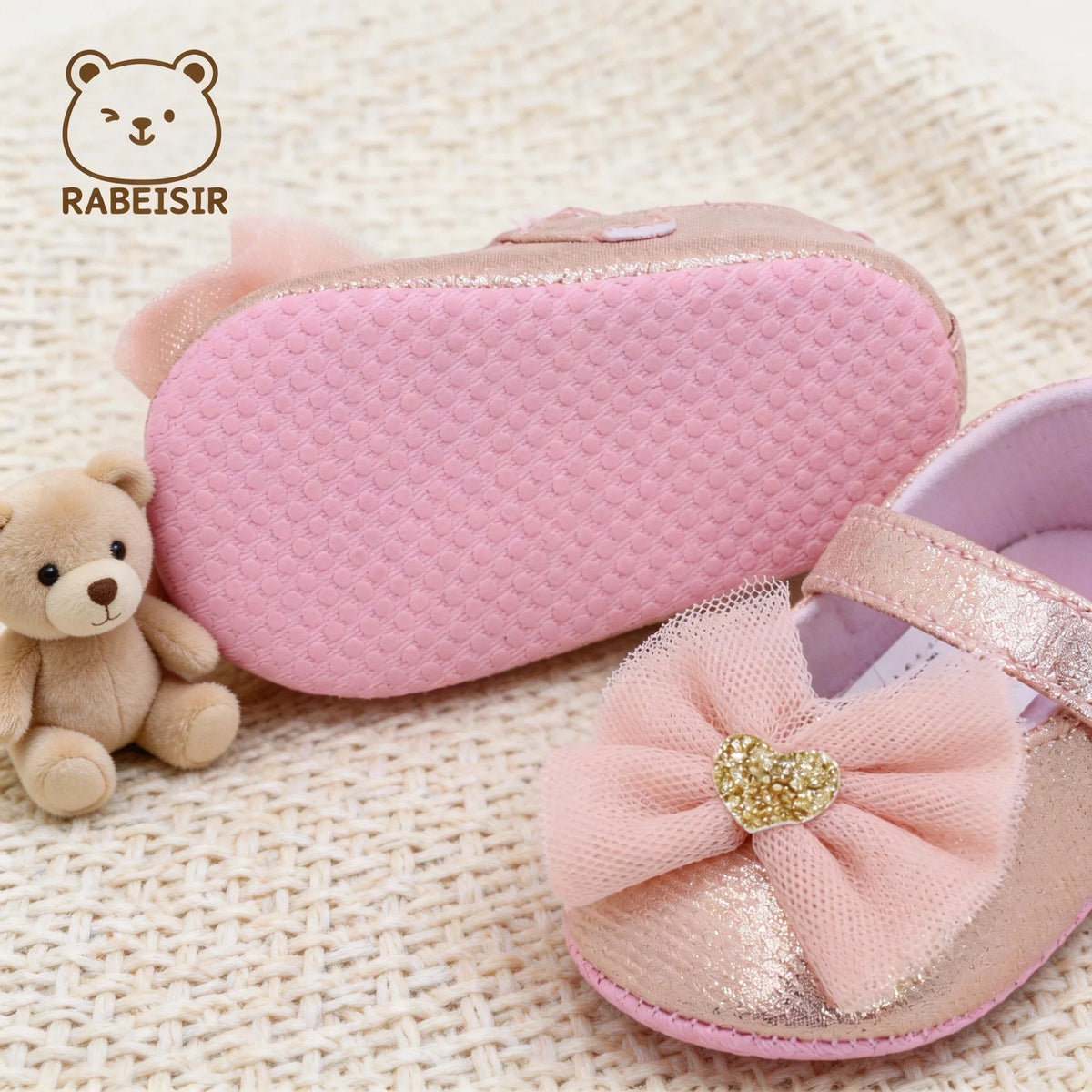 Baby First Walker Shoes - Breathable Non-Slip Princess Lace Shoes for Toddlers & Girls