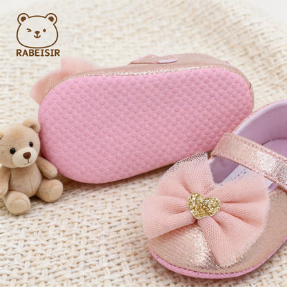 Baby First Walker Shoes - Breathable Non-Slip Princess Lace Shoes for Toddlers & Girls