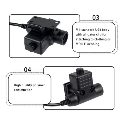 Tactical Bowman Elite II Headset – U94 PTT Communication Headphone for Kenwood & Baofeng UV-5R Radio Accessory