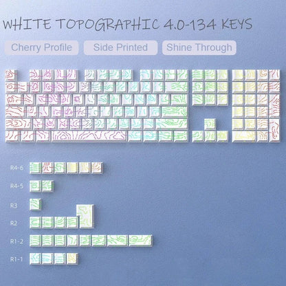 Contour 4.0 Side-Engraved PBT Translucent 97-Key Mechanical Keyboard Keycaps – White Gaming Keycap Set for Magnetic Switch F75 GMK87