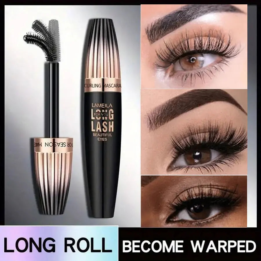 Waterproof 4D Mascara – Thick, Long, Smudge-Proof, Plump & Long-Lasting Curling for Large Eye Makeup, Makeup Tools