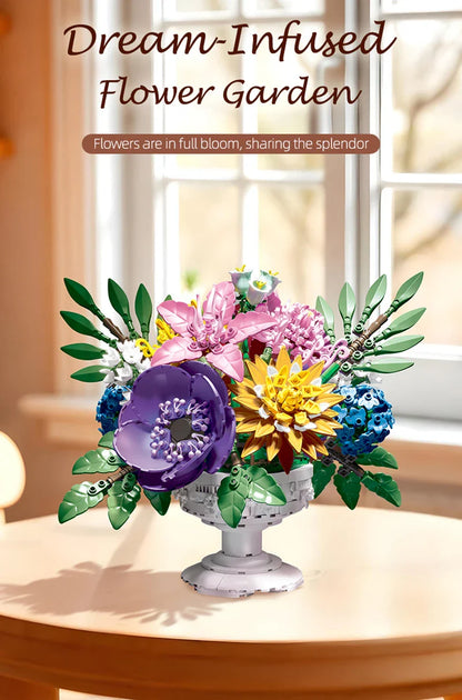 1081PCS Dream Flower Bouquet Building Blocks – Model Room & Garden Ornaments Toy for Kids, Girls, Adults, Christmas Gifts