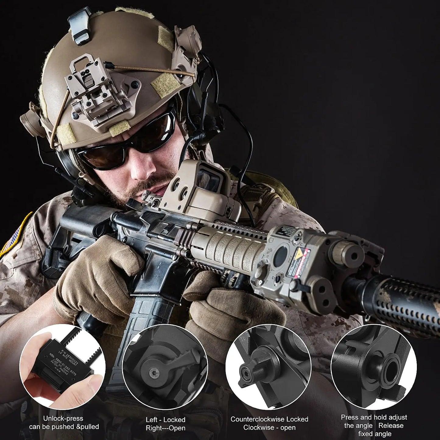 BOOIU Metal L4G24 NVG Helmet Mount Bracket - Holder for PVS15/PVS18 Goggles, Night Vision Stent, Tactical OPS Helmet Parts