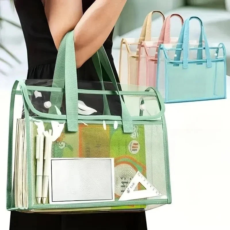 Transparent PVC Exam Bag - Large Capacity Waterproof Study Pouch for School Test Papers, Documents & Stationery Storage