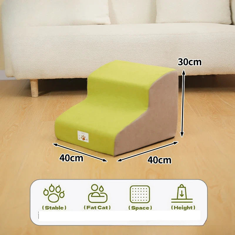 Pet 2/3-Step Stair Ramp for Dogs and Cats - Memory Foam Sponge, Removable and Washable, Training Pet Ramp for Sofa