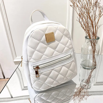 2024 K-Style Quilted Embroidered Small School Backpack for Girls - Western-Inspired Ladies' Bag