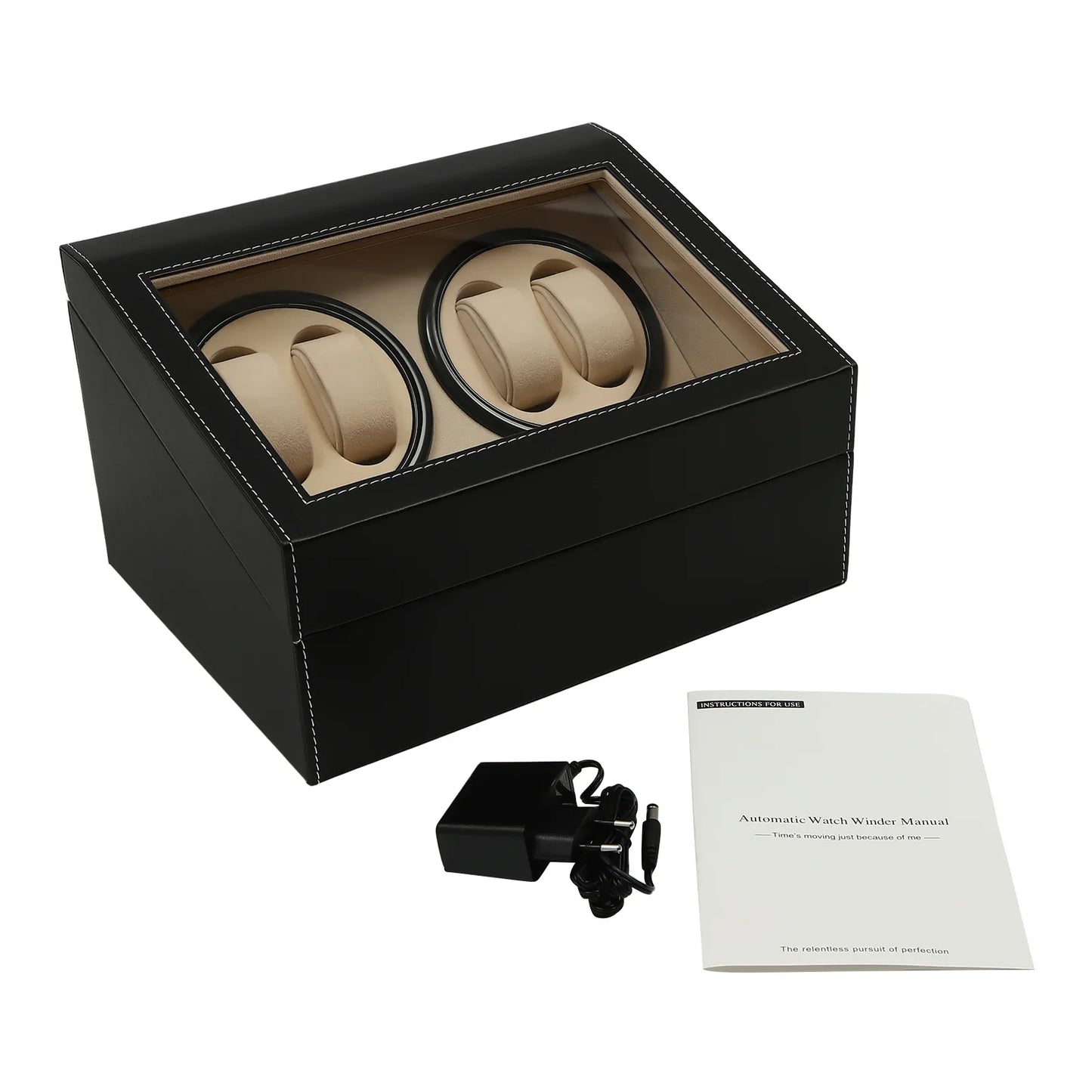 Hot Sale Luxury 4+6 Automatic Watch Winder - High-Quality Black/Brown Display and Storage Box for 10 Watches