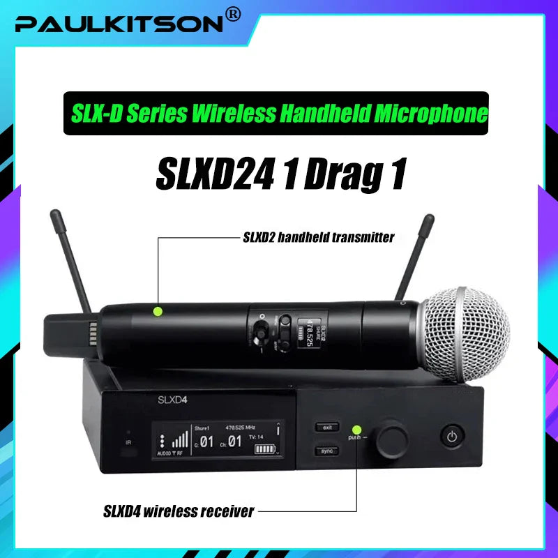 SLXD Wireless Microphone System – 500/600/800MHz 4-Pin Headset with KSM8/Beta58, Professional Audio for Stage & Karaoke