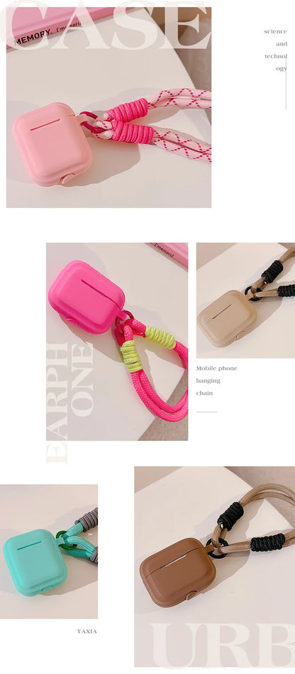 Cute Silicone AirPods Case with Strap — Fits AirPods (1st–4th Gen), AirPods Pro & AirPods Pro 2 (Soft Protective Cover)