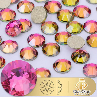 QIAO 2088 Crystal Nail Art Rhinestones — Flat Back Non-Hotfix Strass for DIY Nail Decorations (8 Big + 8 Small)