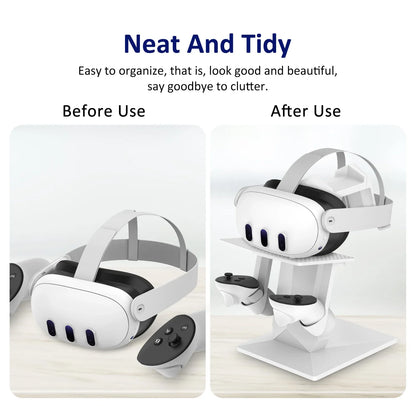 VR Stand Display Holder & Controller for Meta Quest 3/Pro, Oculus Quest 2 – Rechargeable Display Stand