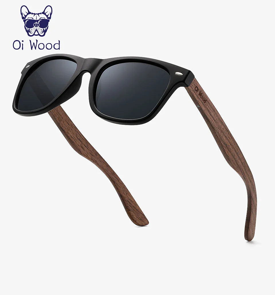 Oi Wood Natural Wooden Polarized Sunglasses for Men – Fashion Sun Glasses with TR90 Frames