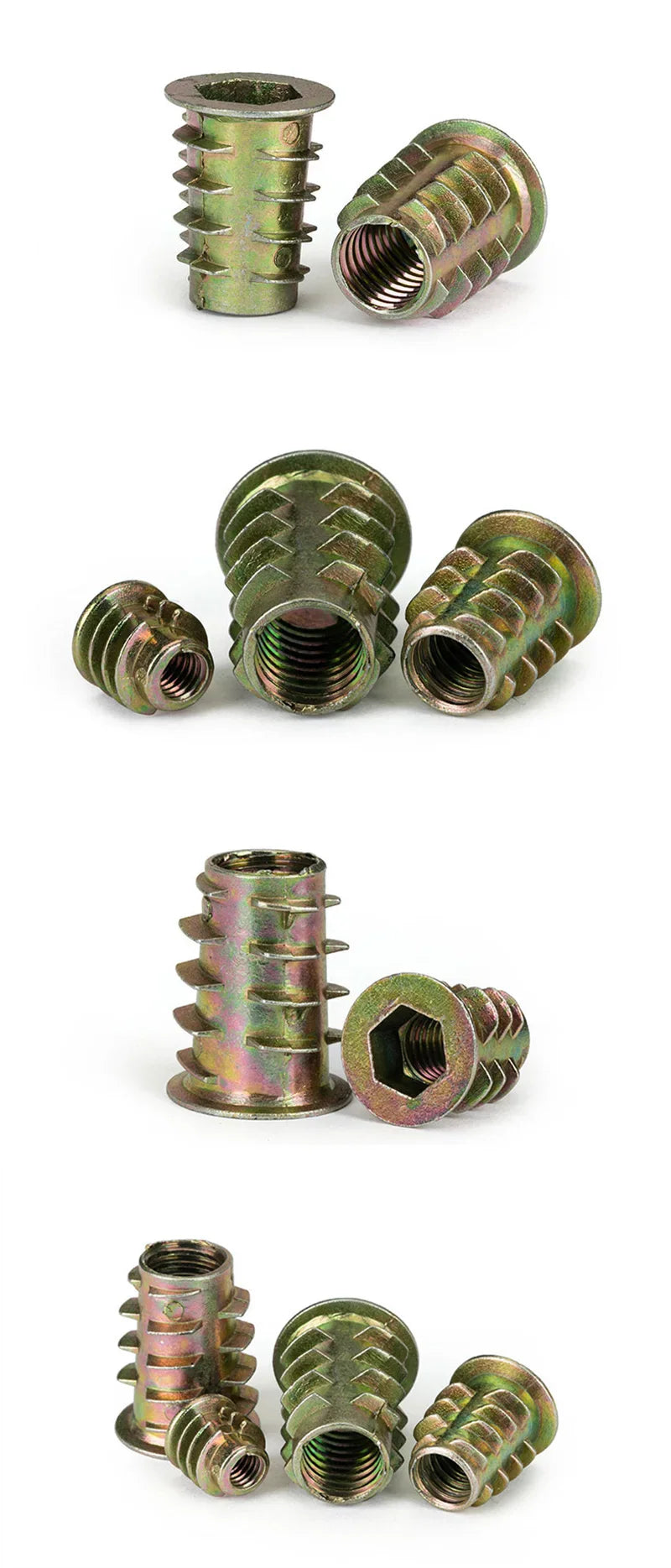 10/20/50Pcs M4 M5 M6 M8 M10 Zinc Alloy Wood Insert Nuts Flanged Hex Drive Head Furniture Threaded Nuts