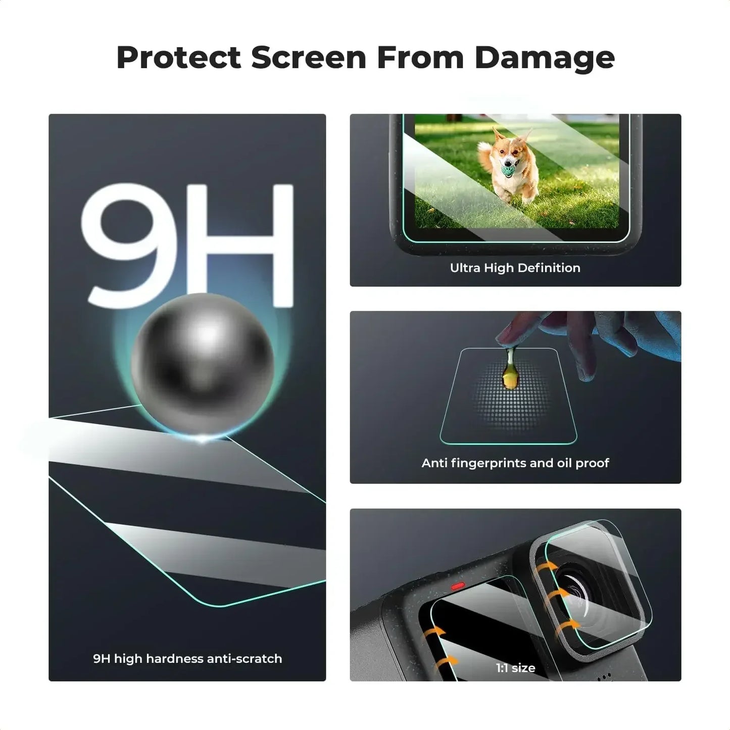 1-9PCS HD Tempered Glass Screen Protector Set – Front & Back Lens Protective Film for GoPro Hero 9-13 Black Cameras