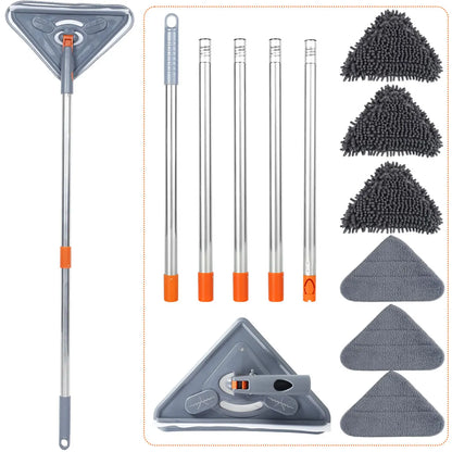 360° Rotating Triangle Wall Mop | Long Handle Adjustable Microfiber Mop for Dry & Wet Cleaning | Floor & Wall Dust Cleaner