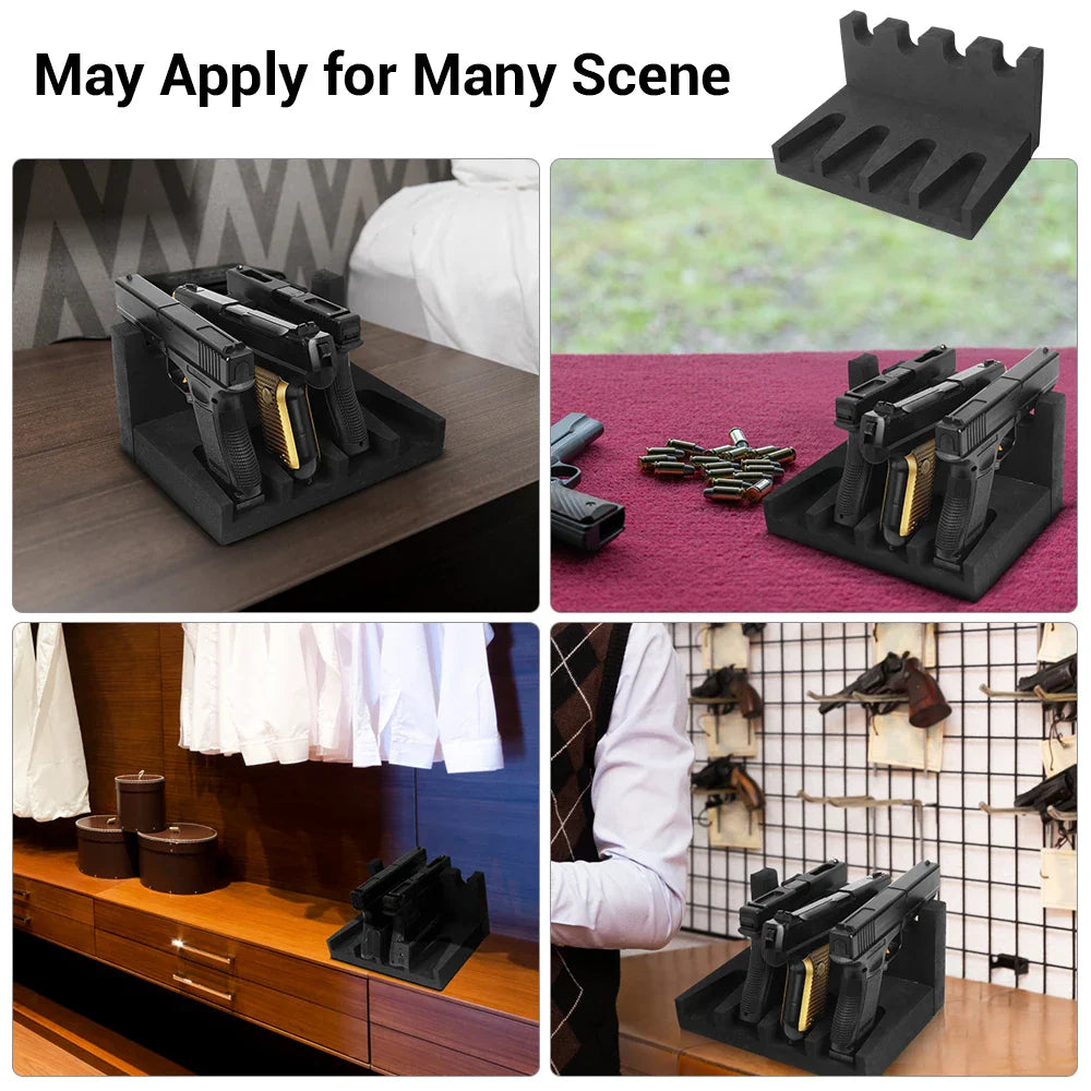 3/4/6 Slot Foam Gun Rack - Universal Pistol Holder for Glock, Handgun Display Stand & Gun Safe Organizer