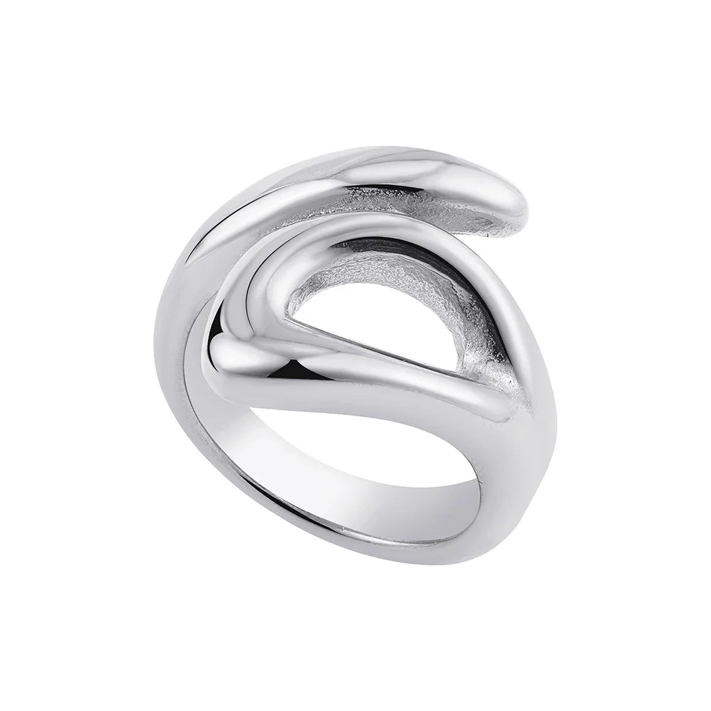Vintage Stainless Steel Chunky Ring – Punk Irregular Adjustable Open Ring for Women, Wedding Jewelry Gift