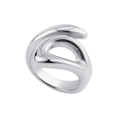 Vintage Stainless Steel Chunky Ring – Punk Irregular Adjustable Open Ring for Women, Wedding Jewelry Gift