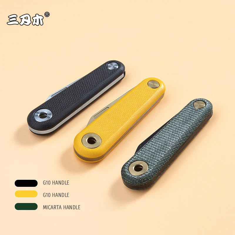 SANRENMU 325S Pocket Folding Knife - Mini Key Outdoor Multi-Purpose Knife with 12C27 Blade and G10 Handle