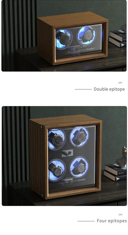 IBBETON Luxury Wood Watch Winder – High-End Automatic Watch Box (2/4/6 Slots) with Mabuchi Mute Motor & Storage Cabinet