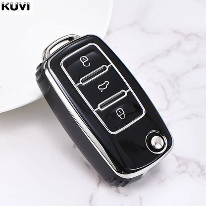TPU Flip Key Case Cover for Volkswagen VW & Skoda/Seat Models – Protective Car Key Shell