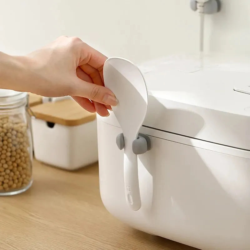 Silicone Rice Spoon Holder — Wall-Mounted Kitchen Storage Rack & Cooker Spoon Placement Shelf