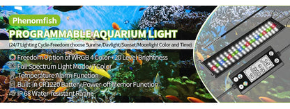 Full Spectrum Aquarium LED Light – 24/7 Lamp with Thermometer & Memory Function for Aquatic Plants