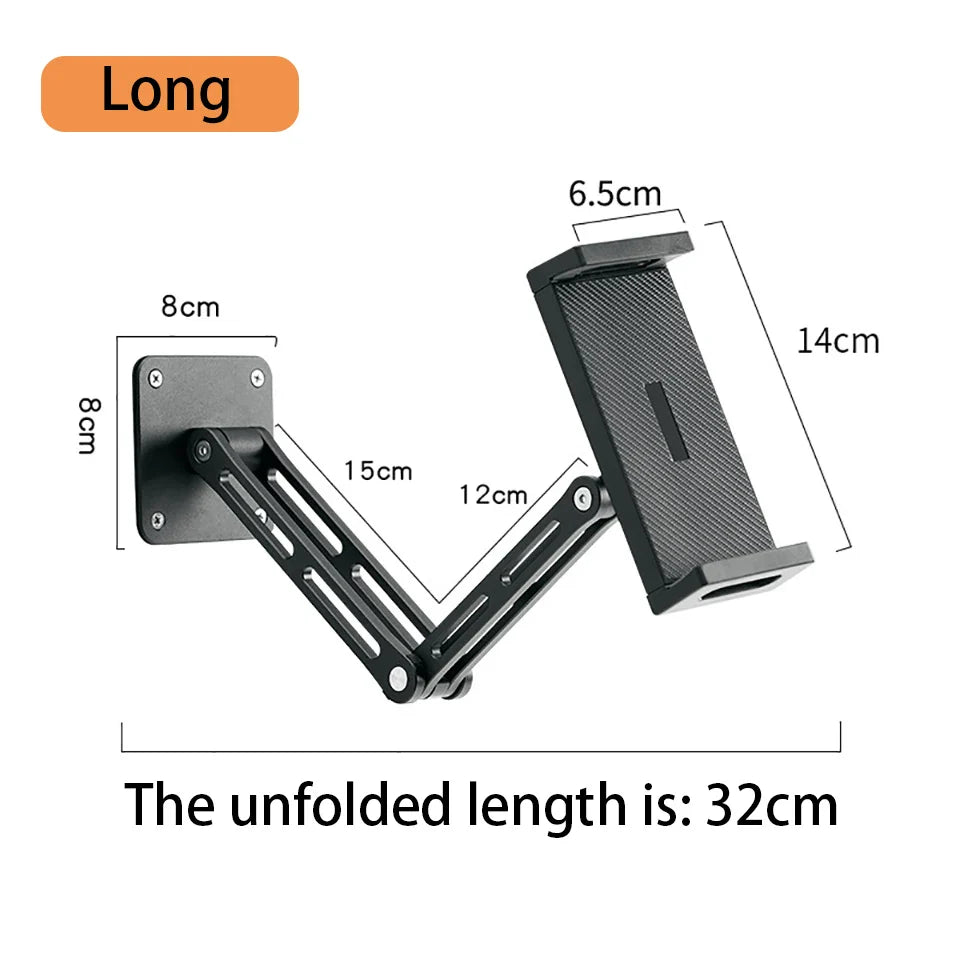 Adjustable Tablet Wall Mount Stand – 360° Rotating Long Arm Holder for 4.7–12.9" iPad, Phone & Tablet Desk Bed Cantilever Support Bracket