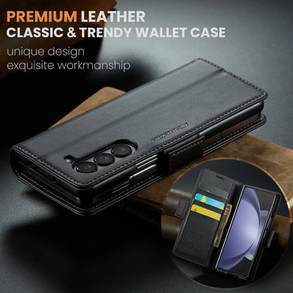 Magnetic PU Leather Phone Case for Samsung Galaxy Z Fold 7/6/5 — Fold6/5 5G Wallet Card Holder Shockproof Cover