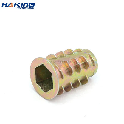10/20/50Pcs M4 M5 M6 M8 M10 Zinc Alloy Wood Insert Nuts Flanged Hex Drive Head Furniture Threaded Nuts