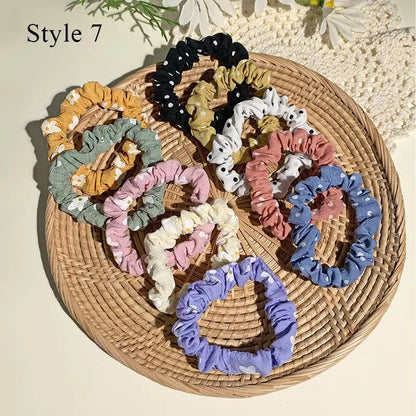 10pcs Satin Hair Scrunchies Set – Colorful Women’s & Girls’ Hair Bands, Soft Fabric Hair Ties