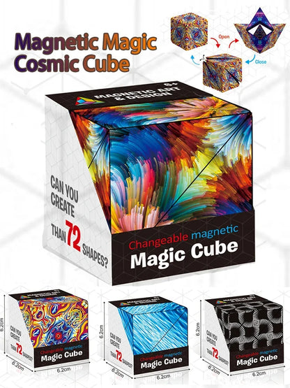 Magic Infinite Cosmic Shasibo Cube — Magnetic Fidget Puzzle Toy, Changeable Anti-Stress Flip Cubic Cube