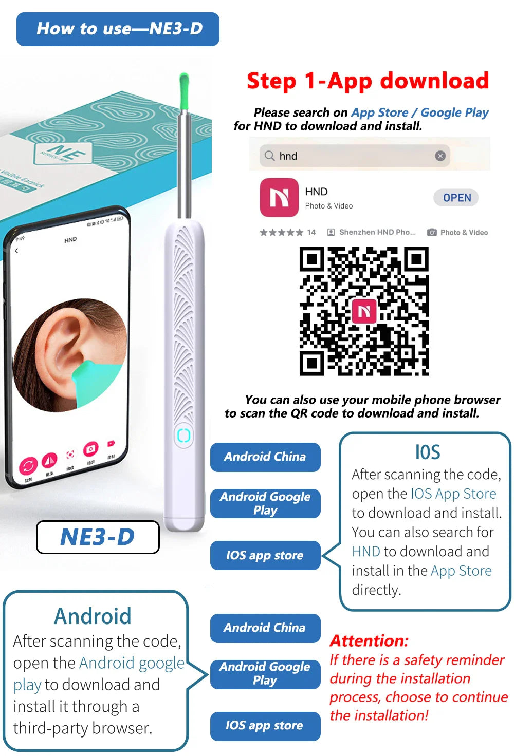 Wireless Ear Cleaner with Camera – USB-C Rechargeable Otoscope Earpick, Wax Removal Endoscope Tool with Mini Camera