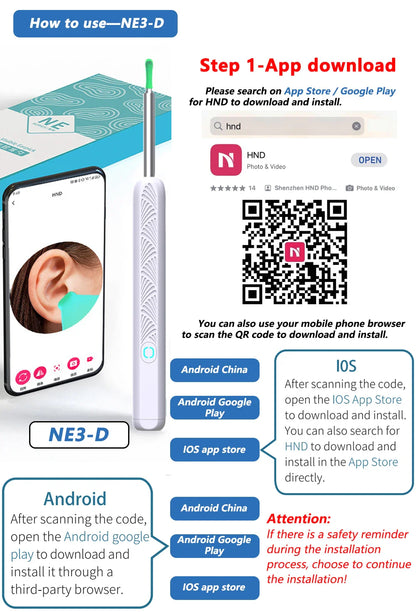 Wireless Ear Cleaner with Camera – USB-C Rechargeable Otoscope Earpick, Wax Removal Endoscope Tool with Mini Camera