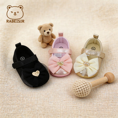 Baby First Walker Shoes - Breathable Non-Slip Princess Lace Shoes for Toddlers & Girls