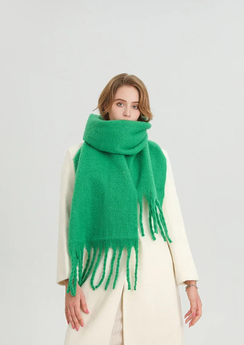 Women’s Winter Cashmere Scarf – Thick Soft Pashmina Shawl with Tassels, Warm Blanket Wrap & Long Poncho Echarpe