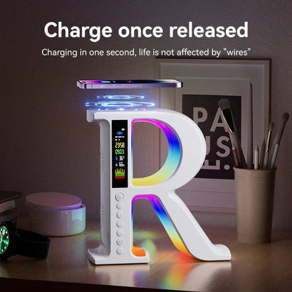Wireless Bluetooth Speaker with RGB Lights – Portable Radio, Wireless Charging, Lyrics Display Atmosphere Speaker for Home & Outdoor