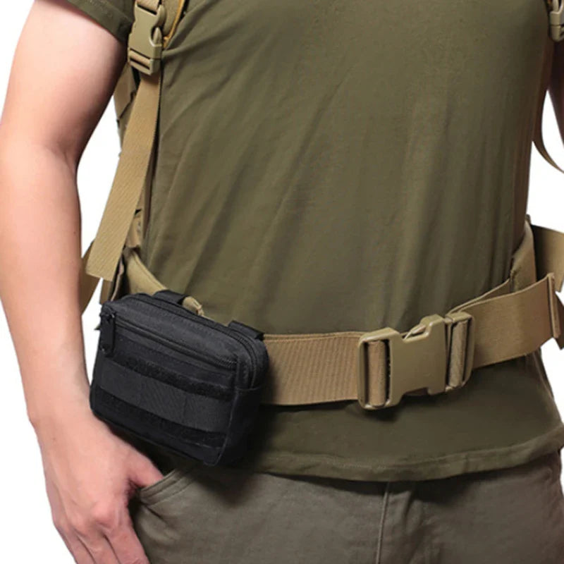 Double Layer EDC Pack - Men's Tactical MOLLE Waist Belt Hip Pouch, Oxford Fanny Pack for Camping and Hunting Accessories