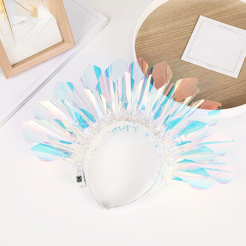 Women's Glowing Light-Up Headband - Luminous Laser Hair Hoop for Nightclub, Party, and Christmas Costume