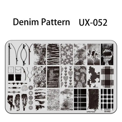 UX Serial 2 Stainless Steel Stamping Plate Template – Vintage Abstract Fabric Texture Pattern for Nail Art, Floral Lace, Xmas & Halloween Designs (UX52)