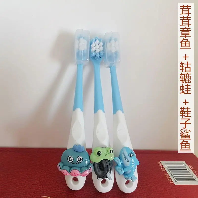 3PCS Italian Brainrot Tung Kids Toothbrushes — Soft Bristle Anime Cartoon Toothbrush for Children Ages 2-12