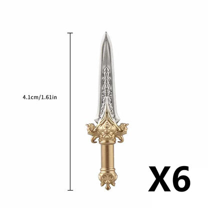 Medieval Figure Weapons Building Blocks Kit – King Sword, Lion Shield, Trident & Double-Edged Axe Battle Toy