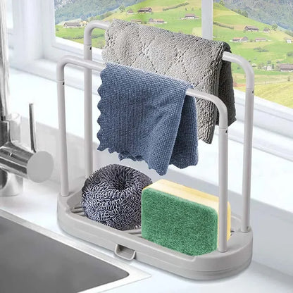 Detachable Kitchen & Bathroom Dishcloth Holder – Sink Sponge Rack & Scrubber Brush Organizer Shelf