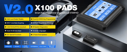 XTOOL X100 PADS Car Key Programmer & Generator – All-System PIN Code Reader, CANFD DOIP FCA V2.0 Automotive Diagnostic Scanner